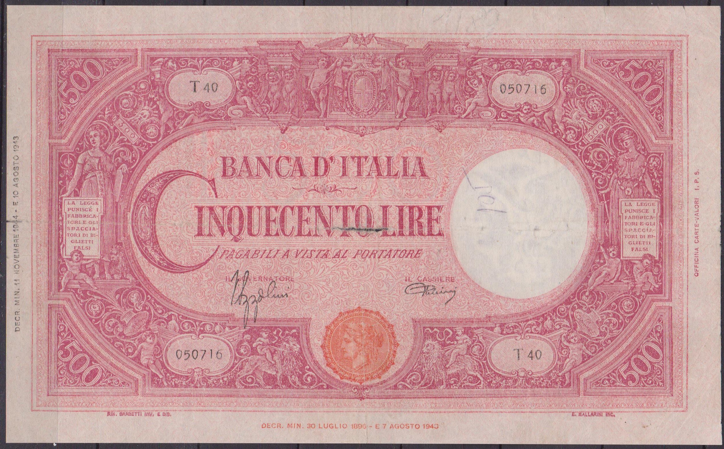 banconota 2 lire 500 001